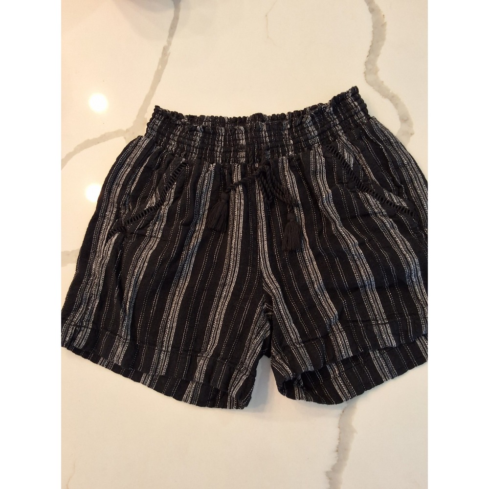 Briggs Size Small Womens Linen Blend Black And White Striped Shorts